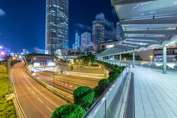 Obraz premium downtown district of Hong Kong city at night