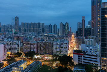 Fototapeta premium Night scenery of downtown district of Hong Kong city
