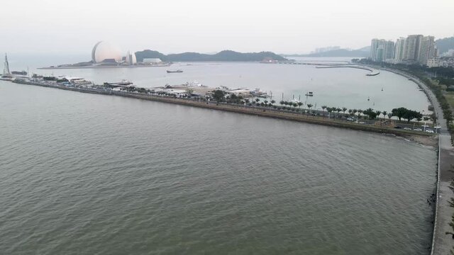 Aerial photography of Zhuhai Coastline Opera House