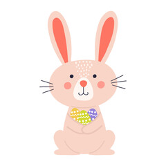 Cute rabbit. Easter bunny. Isolated on a white background. Cartoon character for kids and other design.