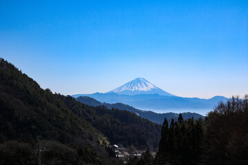 Fototapeta premium 富士山 山梨県甲斐市からの遠景 （2021年2月） Mount Fuji （View from Yamanashi Prefecture）