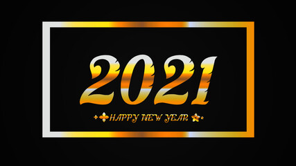 Happy new year 2021 golden font