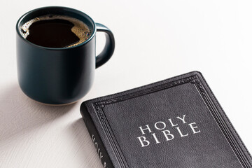 Holy Bible on a Textured White Surface