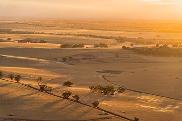 Fototapeta na wymiar Aerial view of the Canola and wheat fields in Northam