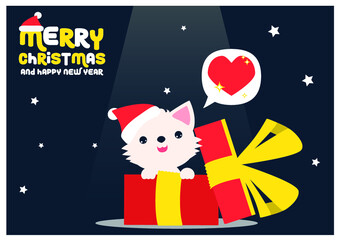 lovely cute Dog in gift box