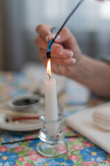 Vertical candle with kistka for Egg decorating