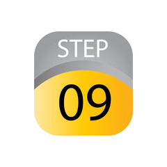 Step number 09 label vector temple design illustration