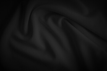 Black wavy cloth. Dark tone  fabric background