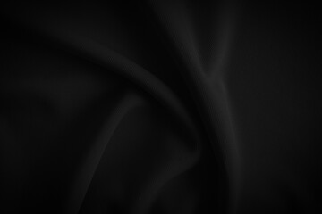 Fototapeta na wymiar Black wavy cloth. Dark tone fabric background
