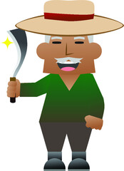 illustration of a farmerwith a farmer blade tool