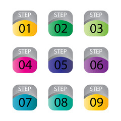 Step number set label vector temple design illustration