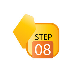 Step number 08 label vector temple design illustration