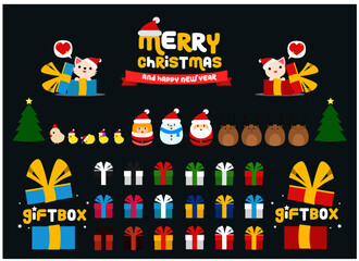 Merry Christmas flat design vector set