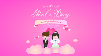 Romantic Couple Wedding Card Valentine vector