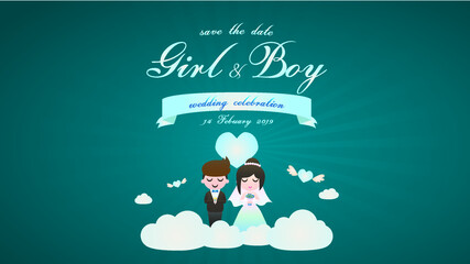 Romantic Couple Wedding Card  Valentine  vector