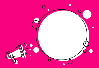 Megaphone and space for text. Hot pink background, announce digital marketing promotion label concept.
