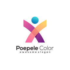 Group Poeple logo illustration Colorful Vector Design