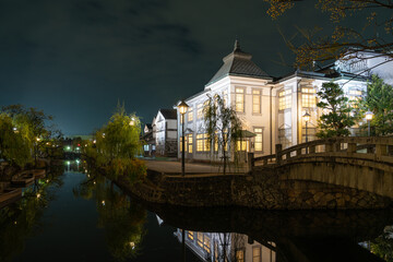 the night view of Kurashiki Bikan Historical Area 倉敷美観地区の夜景