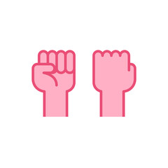 Fist raised up, strong arm flat icon. Filled outline style sign for web and app. Fist hand up gesture vector illustration on white background. Power, solidarity and freedom concept. Isolated EPS 10