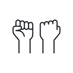 Fist raised up, strong arm line icon. Outline style sign for web and app. Fist hand up gesture vector illustration on white background. Power, solidarity and freedom concept. EPS 10