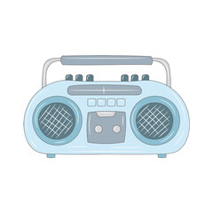 Mini Compo Radio cassette player vector illustration, isolated colored hand drawn style