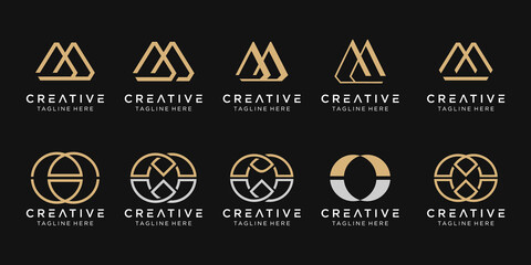 Set of abstract initial letter M logo template. icons for business of fashion, simple.