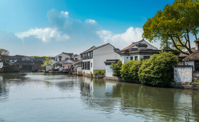 Fototapeta na wymiar Street view of old buildings in Suzhou ancient town