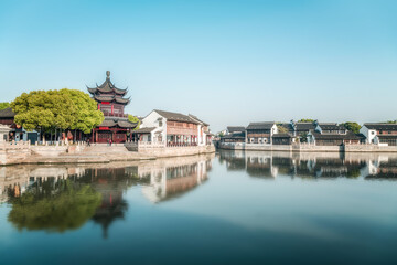 Street view of old buildings in Suzhou ancient town
