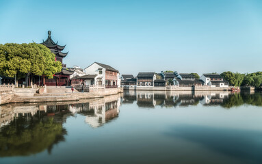 Fototapeta na wymiar Street view of old buildings in Suzhou ancient town