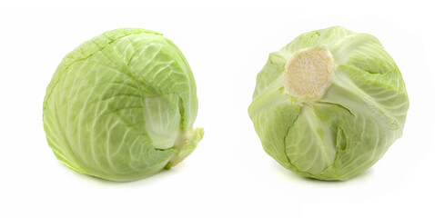 Green cabbage.A head of cabbage on a white isolated background.