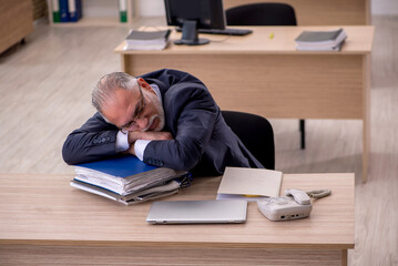 Obraz premium Aged businessman employee sitting in the office