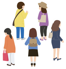 後ろ姿（全身）の女性セット