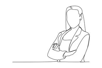 Abwaschbare Fototapete Eine Linie Selbstbewusste Geschäftsfrau - Kontinuierliche Ein-Linien-Zeichnung