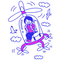 人を乗せた空飛ぶドローンのイメージイラスト