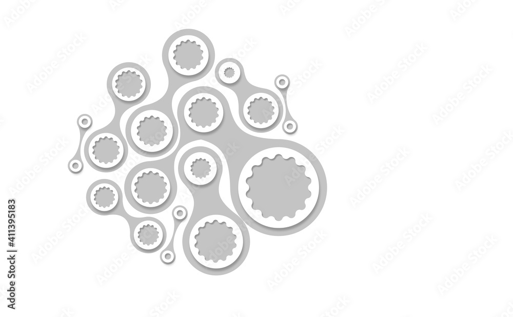 Poster elements similar to gears on a light background. gears as a symbol of something mechanical. texture 