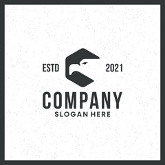 eagle head logo, for aviation, security, with hexagon concept