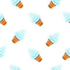 Seamless Pattern Abstract Elements Ice Cream Food Vector Design Style Background Illustration