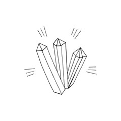 crystal icon, sticker. sketch hand drawn doodle style. minimalistic, monochrome. jewel, shining, treasure.