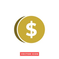 illustration of a coin icon. vector symbol.