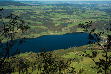 view on the alp lake from mountain top