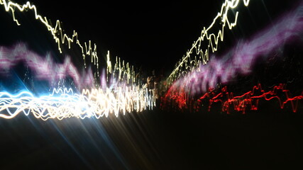 Lights in motion at night as an abstract background.