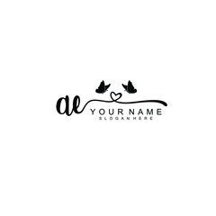 AE Initial handwriting logo template vector
