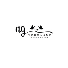 AG Initial handwriting logo template vector