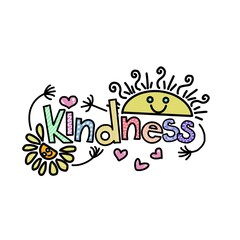 Kindness word sun doodle