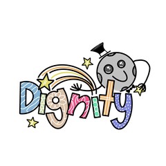 Dignity word moon doodle