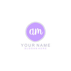 AM Initial handwriting logo template vector