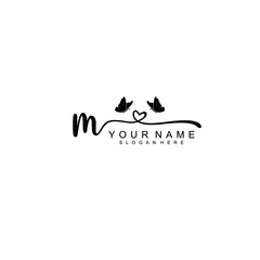 M Initial handwriting logo template vector