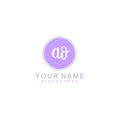 AO Initial handwriting logo template vector