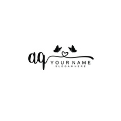AQ Initial handwriting logo template vector
