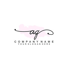 AQ Initial handwriting logo template vector